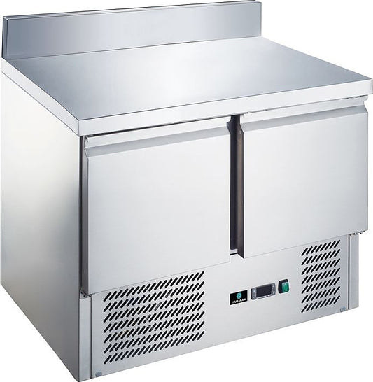Hurakan HKN-GNL2TN-SB Refrigerated Counter with Backsplash Commercial Stainless Steel Prep Station