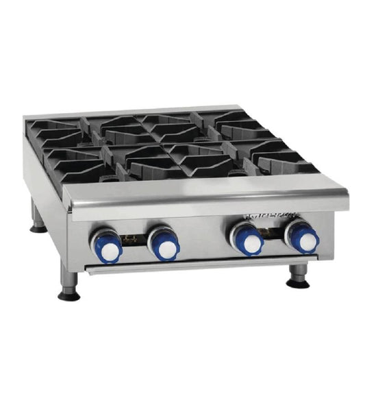 Imperial IHPA-4-24 Gas 4 Burners Countertop Heavy Duty Gas with 6 Open Burners, 127,000 BTU