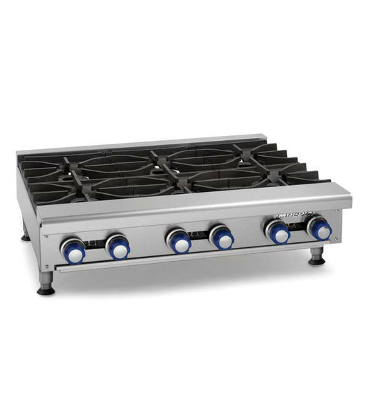 Imperial IHPA-6-36 Gas 6-Burners Countertop with 6 Powerful Open Burners, 192,000 BTU