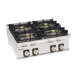 Tecnoinox PCH8G7 High-power 4-burner hermetic gas cooktop with cast iron top grates