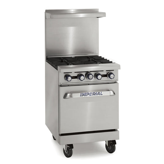 Imperial IR-4 Gas Range 4 Burner with Standard with Oven Splashback and Shelf, 155,000 BTU