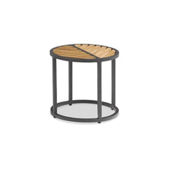Leaf ITM00287 Side Table Teak Top Charcoal Frame 43x40.5cm, 43 x 43 x 40.5