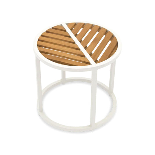 Leaf ITM00288 Side Table Teak Top White Frame 43x40.5cm, 43 x 43 x 40.5