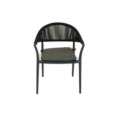 Pixl ITM00357 Dining Armchair Charcoal Frame Black Rope, 58 x 55 x 79