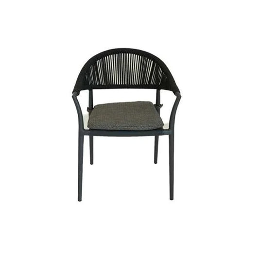 Pixl ITM00357 Dining Armchair Charcoal Frame Black Rope, 58 x 55 x 79