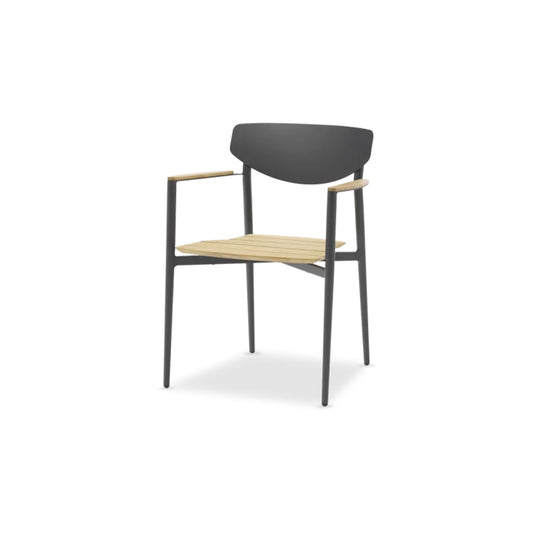 Timo ITM00513 Charcoal Teak Dining Chair, 46 x 56 x 80