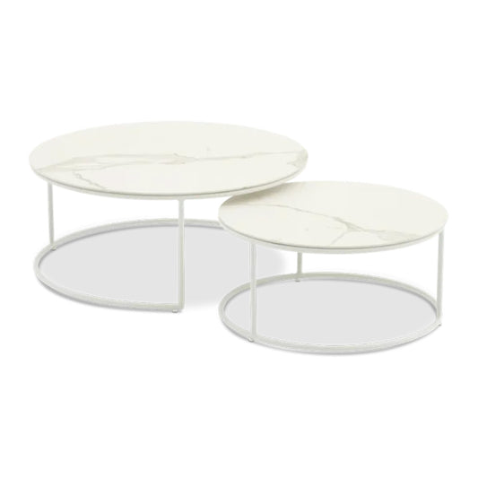 Pop ITM00604 Pop White Coffee Table Set of 2, 85 x 85 x 13