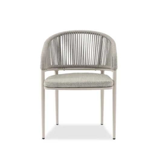Jack ITM02648 Armchair White in Vertical Weaving Light Grey Rope, 60 x 62 x 80