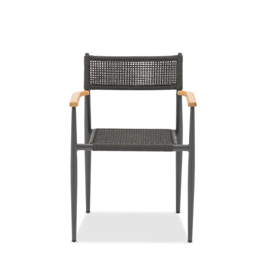 Togo ITM02658 Armchair Charcoal with Teak Armrest, 57.5 x 59 x 79.5