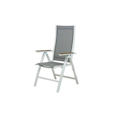 Como ITM02675 Recliner with Teak Armrest White, 62 x 66.5 x 113