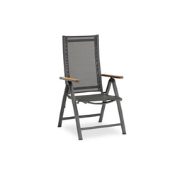 Como ITM02677 Recliner Chair Charcoal with Teak Armrest (without footrest), 62 x 66.5 x 113