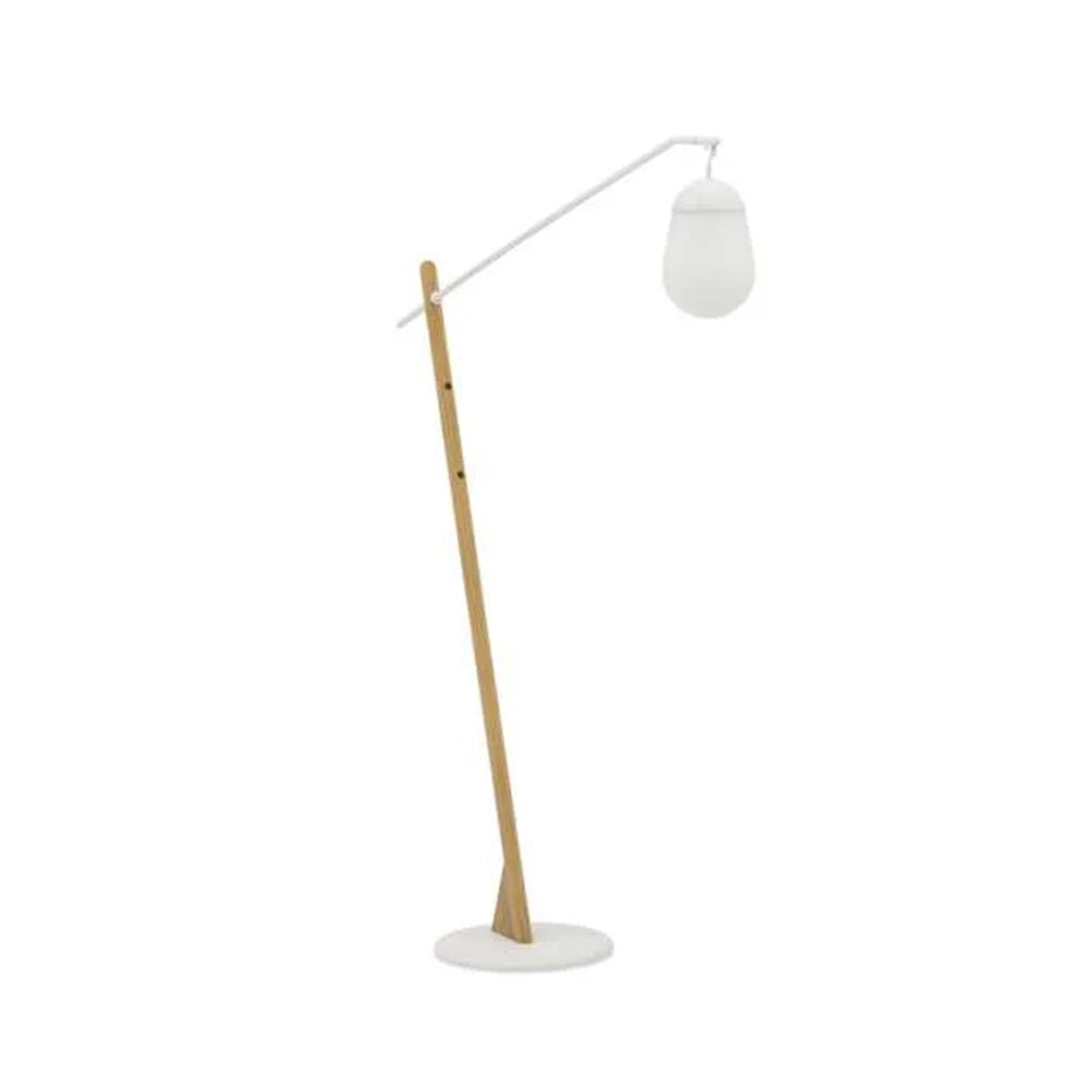 Sunny ITM02688 White Aluminium with Teak Bob Floor Lamp, 146 x 48 x 163
