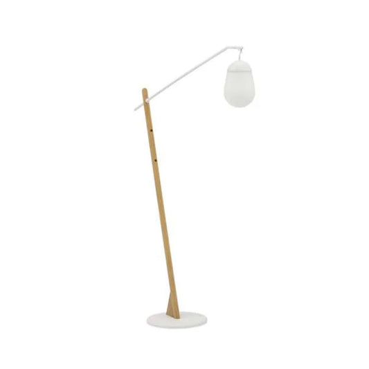 Sunny ITM02688 White Aluminium with Teak Bob Floor Lamp, 146 x 48 x 163
