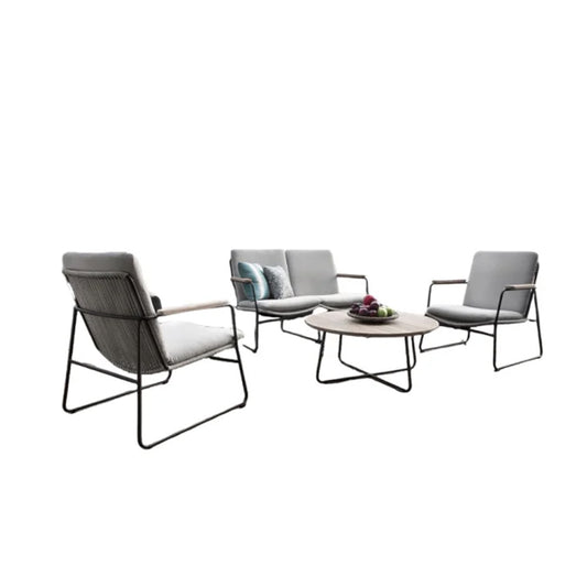 Kuta ITM02724 Grey High-Back 4-seater Sofa Set with Coffee Table, 367 x 65 x 82