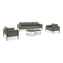 Reef ITM02729 Charcoal 5-seater Sofa Set with Coffee Tables, 406 x 80.5 x 84