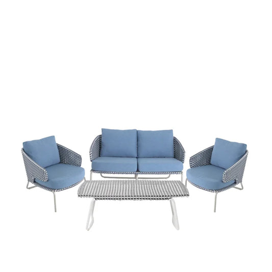 Roma ITM02730 Blue 4-Seater Lounge Set with Coffee Table, 382 x 76 x 76
