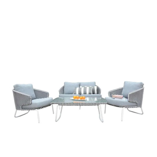 Roma ITM02731 Grey 4-Seater Lounge Set with Coffee Table, 382 x 76 x 76