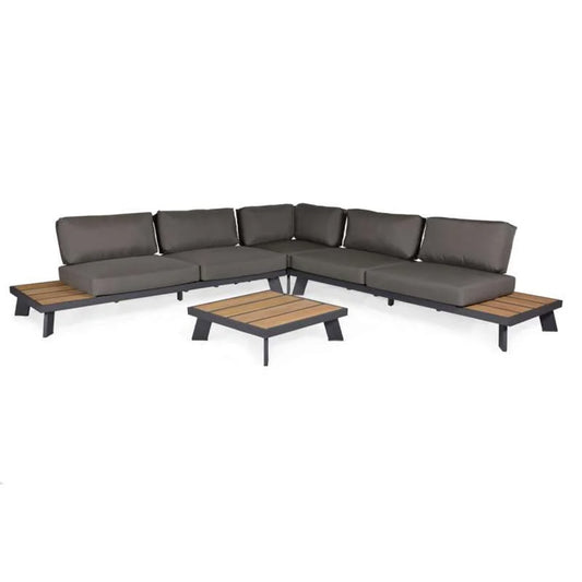 Venesia ITM02732 Grey 5-Seater L-Shaped Sofa Set with Coffee Table, 498 x 76 x 76