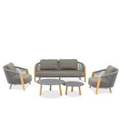 Haven ITM02744 Charcoal 4-seater Sofa Set with Coffee Table, 490 x 90 x 70