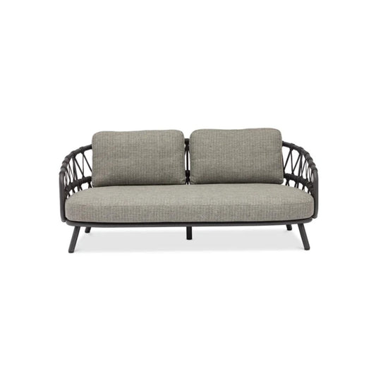 Harbour ITM03282 2-Seater Sofa Charcoal in Cross Weaving Black Rope, 180 x 89 x 80