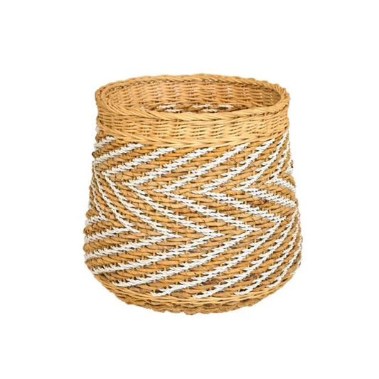 Naturalan ITM03322 Rattan Pot Zigzag Natural & White 48 cm, 40 x 40 x 25