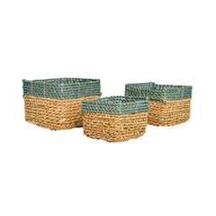 Naturalan ITM03334 Woven Mini Pots Set of 3 Square,  10x10x9
 14x14x10
 17x17x10