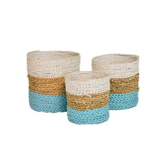 Naturalan ITM03335 Woven Mini Pots Set of 3 Round,  15x15x15