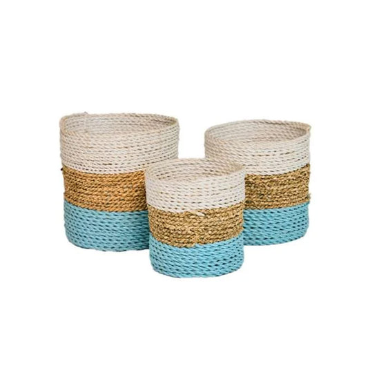 Naturalan ITM03335 Woven Mini Pots Set of 3 Round,  15x15x15