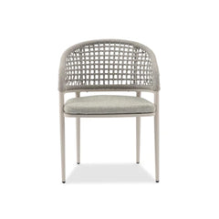 Jack ITM03339 Armchair White in Square Weaving Light Grey Rope, 60 x 62 x 80