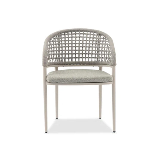Jack ITM03339 Armchair White in Square Weaving Light Grey Rope, 60 x 62 x 80