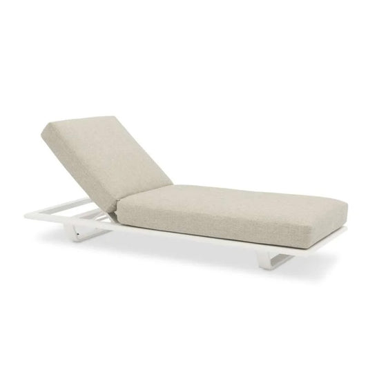Twins ITM03439 Alu Sunlounger White with Headrest and Fly Side Table, 215 x 86 x 28