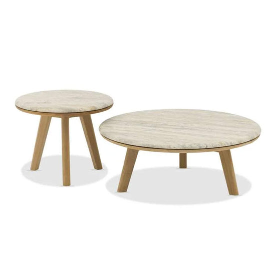 Lotus ITM03570 Teak Wood & Travertine Coffee Table Set, Big 80 x 80 x 30
Small 50 x 50 x 40