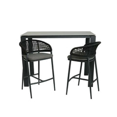Poly ITM03571 Bar Table Set Charcoal, 150 x 80 x 108