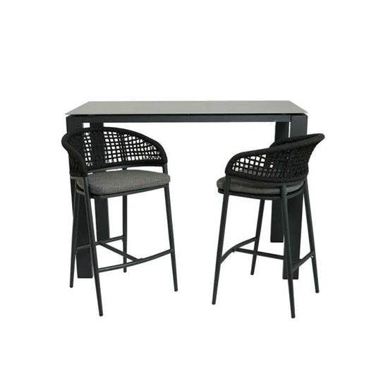 Poly ITM03571 Bar Table Set Charcoal, 150 x 80 x 108