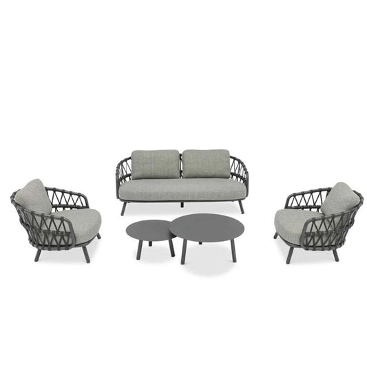 Harbour ITM03577 Charcoal 4-Seater Sofa with Coffee Tables, 262 x 89 x 80