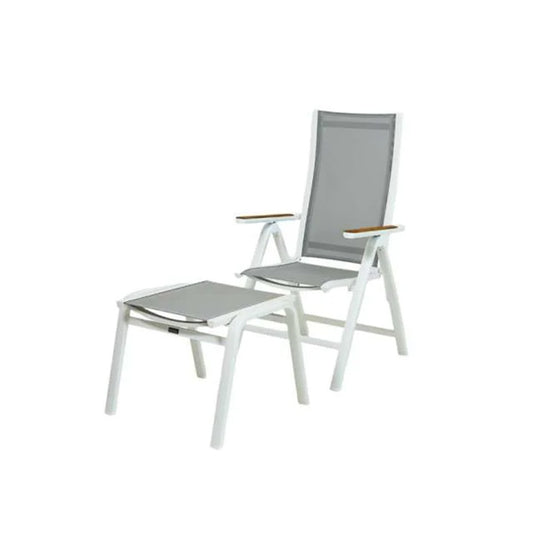 Como ITM03579 Recliner Chair & Footrest Set White, 62 x 124.5 x 113