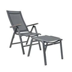 Como ITM03580 Recliner Chair & Footrest Set Charcoal, 62 x 124.5 x 113