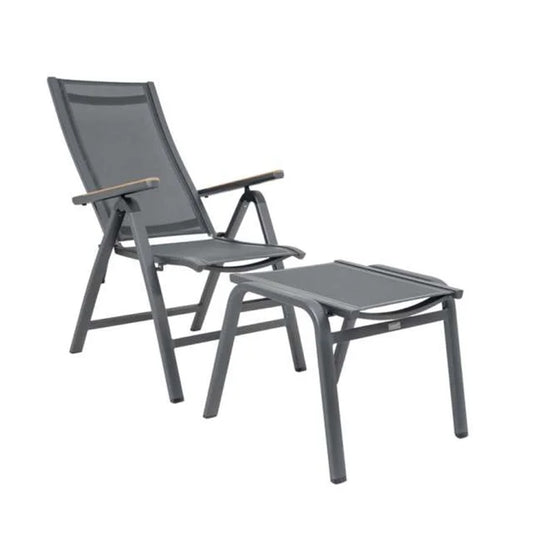 Como ITM03580 Recliner Chair & Footrest Set Charcoal, 62 x 124.5 x 113
