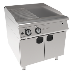 Inoxsan INO-9IG22 Gas Fry Top 1/2 Smooth Ribbed with Cabinet, 90x80x85