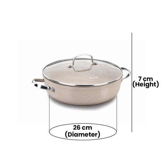 KORKMAZ KA1263 GRANITA ALU. LOW CASSEROLE 26X7CM / 3.5LT