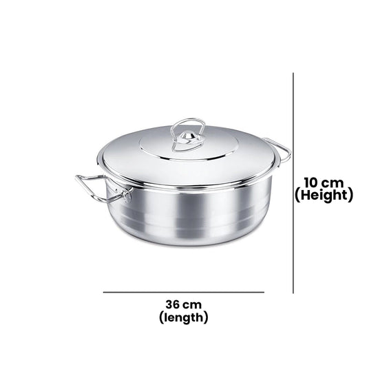 KORKMAZ KA1956 MEGA EXTRA LOW CASSEROLE 36 cm x 10 cm / 10 ltrs. CAPACITY