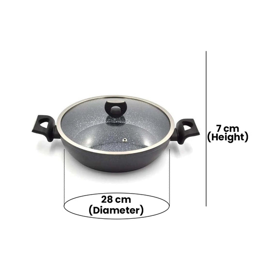 KORKMAZ KA2945 NORA GRANITE LOW CASSEROLE, 28 cm x 7 cm size
