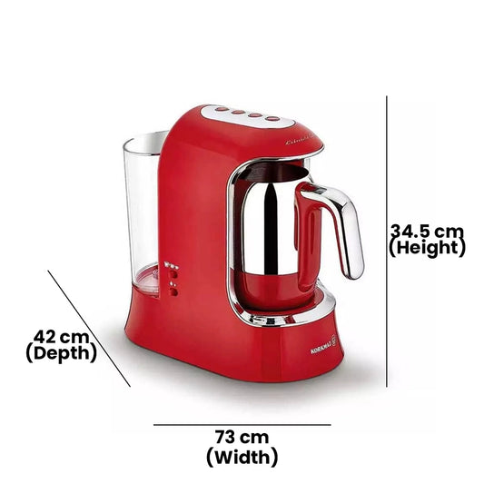KORKMAZ KA862 KAHVEKOLIK AQUA COFFEE MACHINE - RED/CHROME