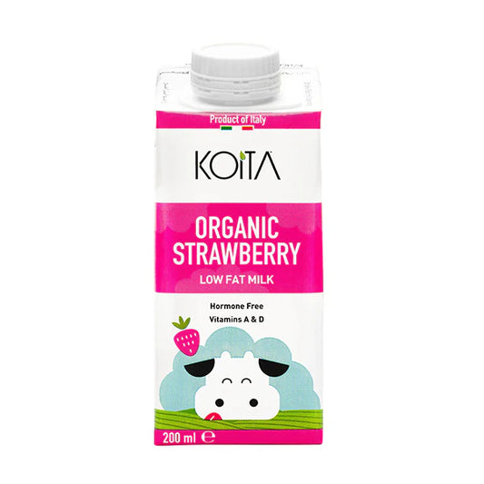 Koita KOI006 Organic Milk Strawberry 200ml, Pack of 24 pcs
