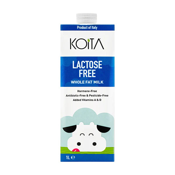 Koita KOI008 Lactose Free Whole Fat Milk 1L, Pack of 12 pcs