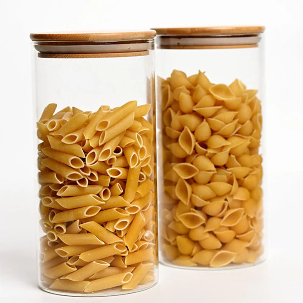 Borosilicate LH-109-4 Glass Storage Jars with Lid Round, 1200 ml, Pack of 4 pcs