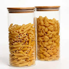 Borosilicate LH-109-4 Glass Storage Jars with Lid Round, 1200 ml, Pack of 4 pcs