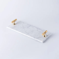 Natural Marble LH-217 Tray With T Shaped Handle - White 30x12CM