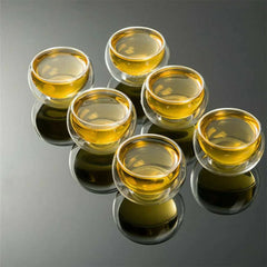 Borosilicate LH-21 Double Wall Glass Tea, Coffee, Espresso Cup 50 ml, Pack of 6 pcs