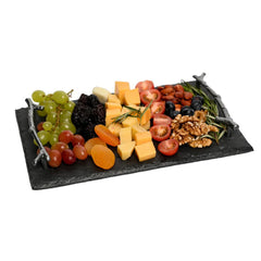 Natural Stone LH-220 Slate Serving Tray With Arborization Handle 30x20 CM